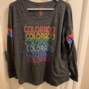 State of Mine L shirt Colorado rainbow gray long sleeve T-shirt Large L Lg Pride